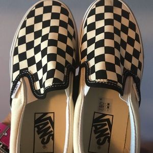 Off white/Black Checkerboard Slip on Vans. WOMEN
